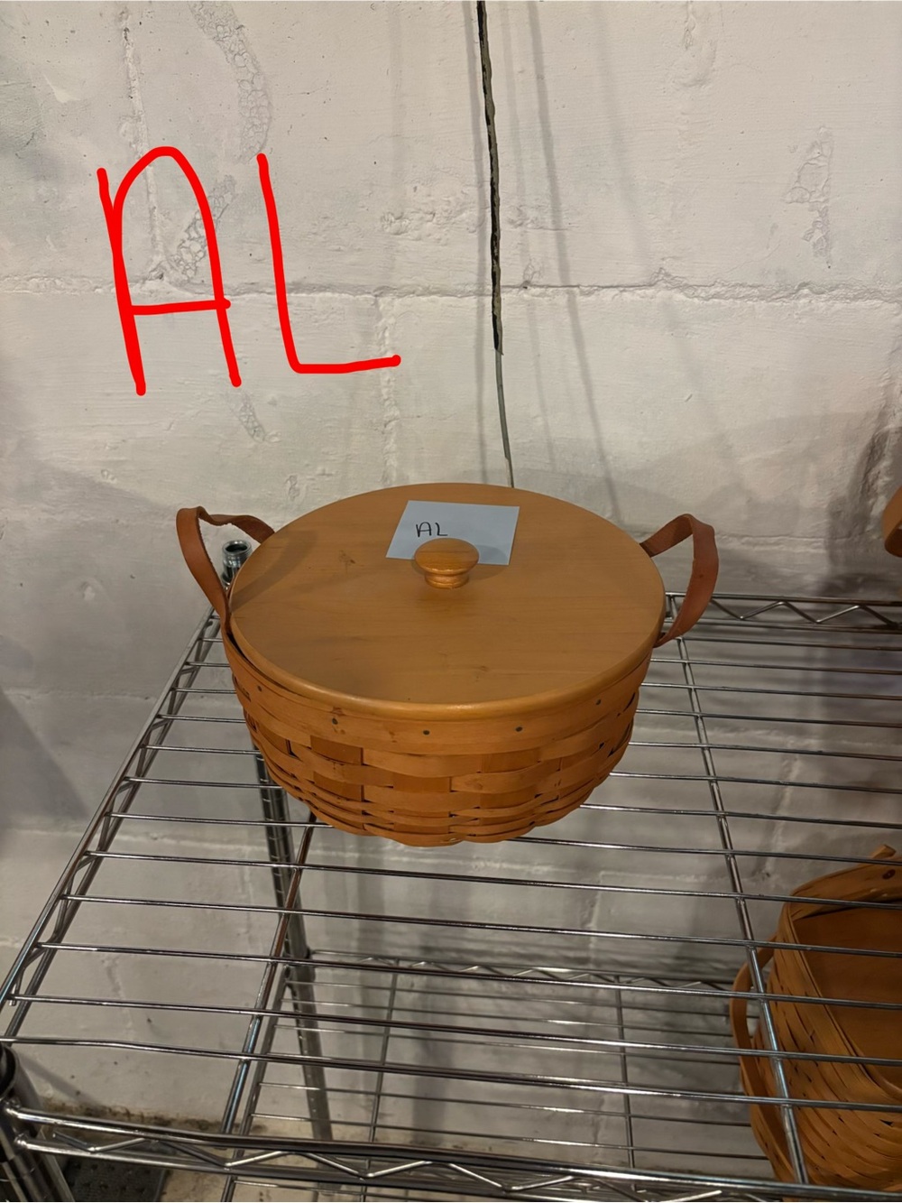 Longaberger Natural Brown Woven Lidded Basket with Handles